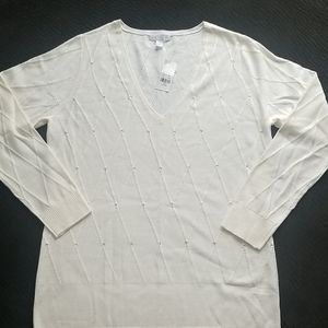 NWT NY&Co V-Neck Sweater with Gems